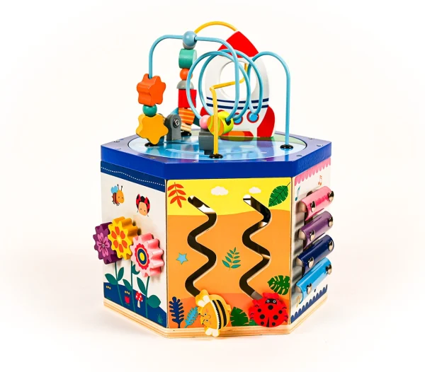 NINE IN ONE ACTIVITY CUBE_3 JoRAY montessori kocka s aktivitami