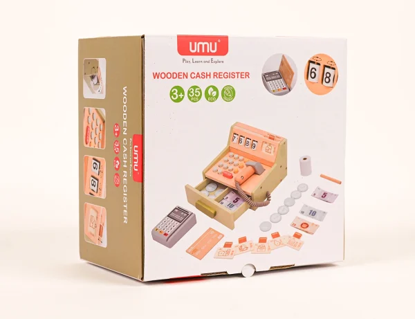 WOODEN CASH REGISTER_1 Pokladňa s príslušenstvom 35ks