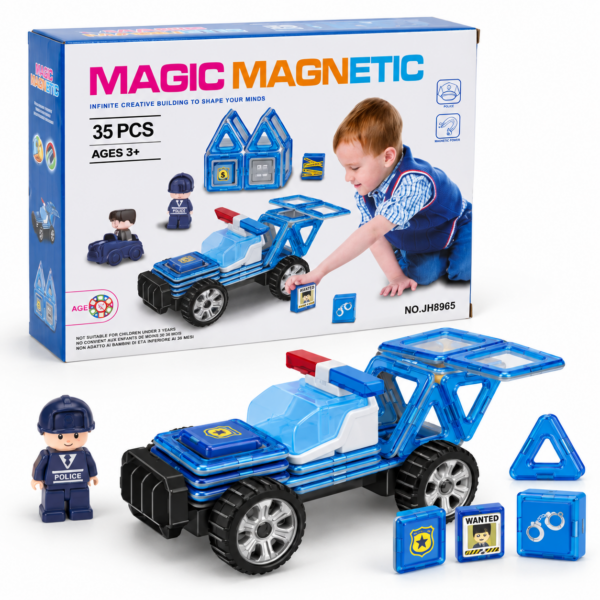 Magnetická stavebnica – Policajné auto 35ks