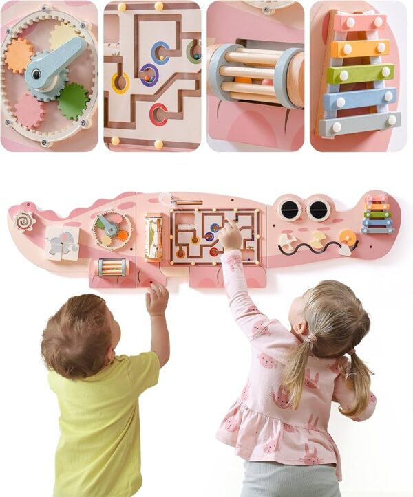 Nástenný montessori Krokodíl - ružový