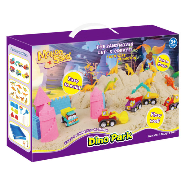 Motion Sand Dinosaur Park – veľká kreatívna sada s kinetickým pieskom (1360 g)